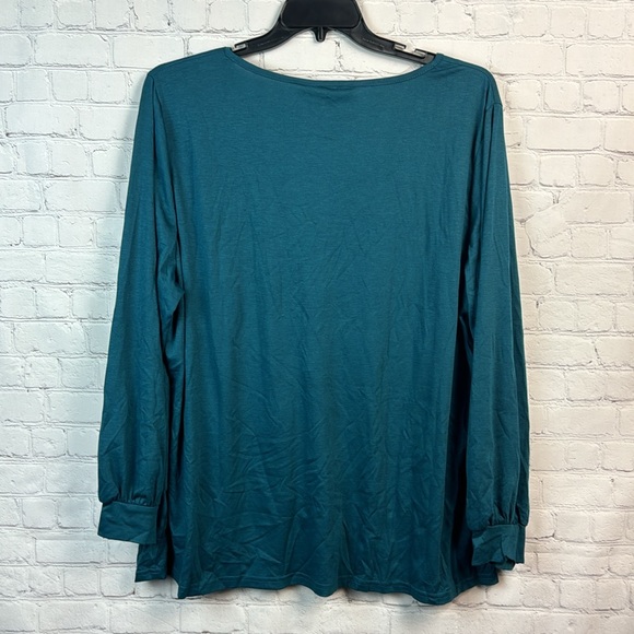 BloomChic Teal Button Detail Women's Long Sleeve Top Plus Size 3X - Picture 6 of 6